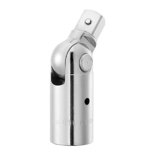 Facom K140A chrome universal joint socket adapter, product photography, angled view on white background.