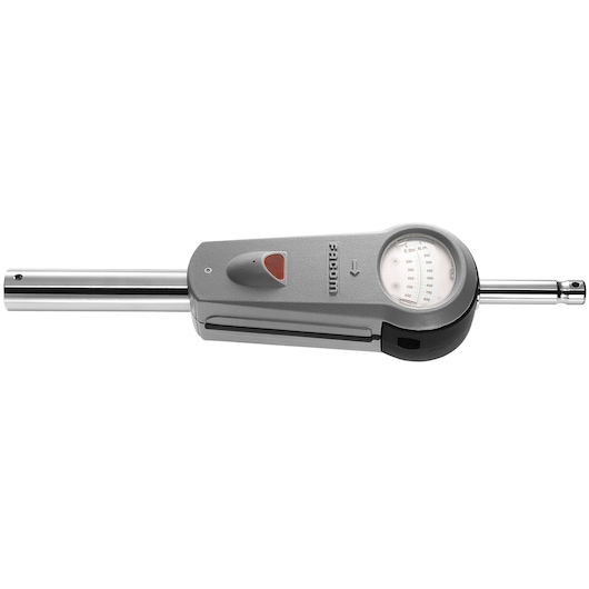 Facom K_200DB torque wrench with analog gauge, grey and silver, side angle on white background.