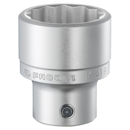 Facom K_33B socket, silver metal, twelve-point design, close-up, white background, tool category.