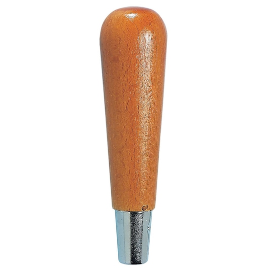 Facom MAN_0 photography of brown wooden handle with metal tip, front view, white background.