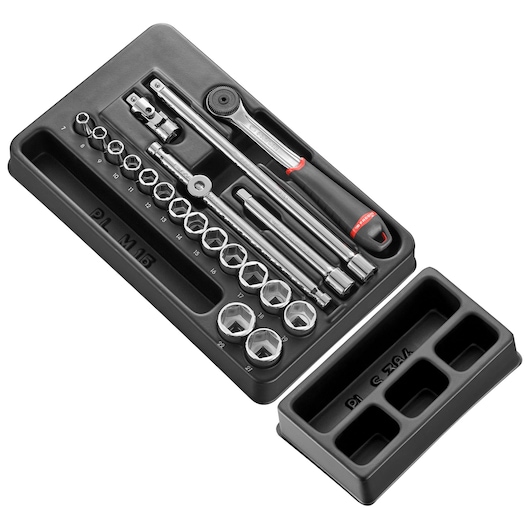 3/8" socket set, 20 pieces, plastic module