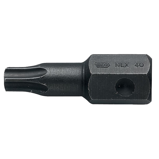 Facom NEX_70A black steel Torx screwdriver bit, side angle, on white background.