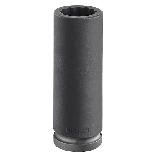 Facom NKD_34L deep socket, black finish, photography, front angle on white background