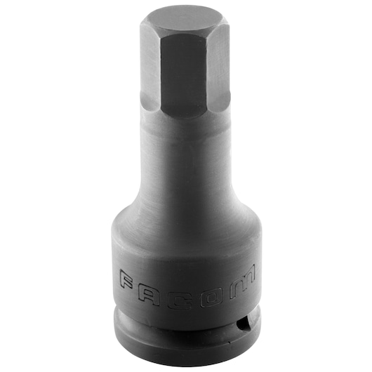 Facom NKHM_22 black hex socket bit, front angle on white background.