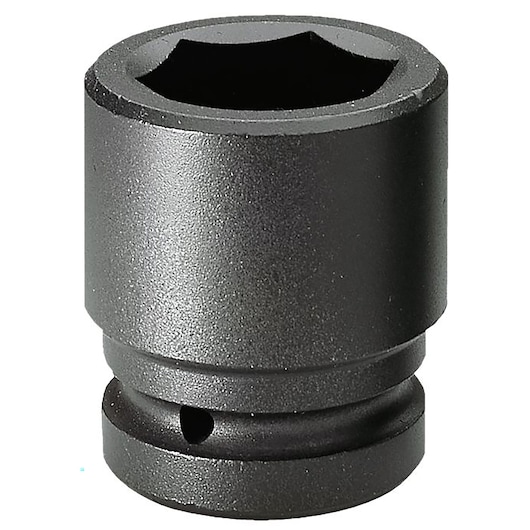 Facom NM_75A impact socket, matte black finish, hexagonal opening, photography, front angle on white background.
