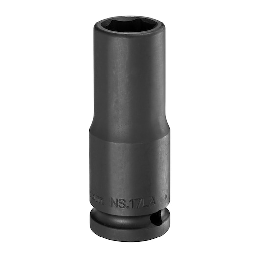 Facom NS_17LA deep impact socket, black finish, upright front angle, white background.