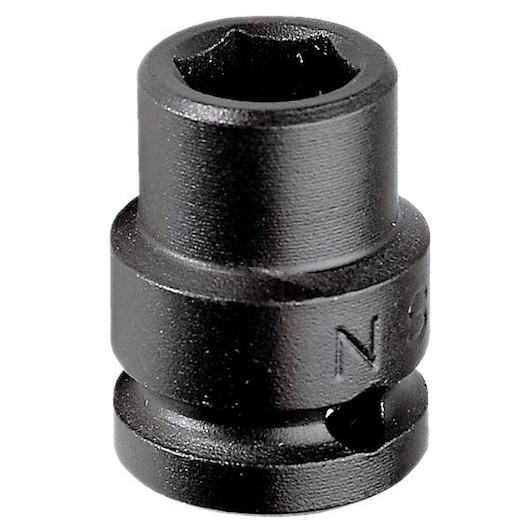 Facom NS_29A black impact socket, cylindrical design, top angle on white background.