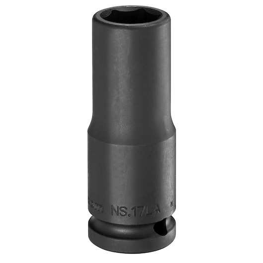 Facom NS_30LA black deep impact socket, cylindrical, front angle, white background.