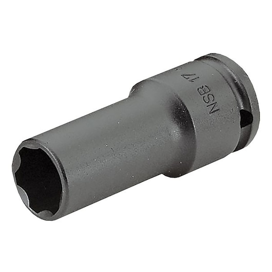 Facom NSB_16 deep impact socket, black, hex design, tool category, angled on white background.