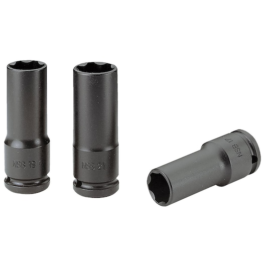 1/2" thin wall impact socket set, 3 pieces