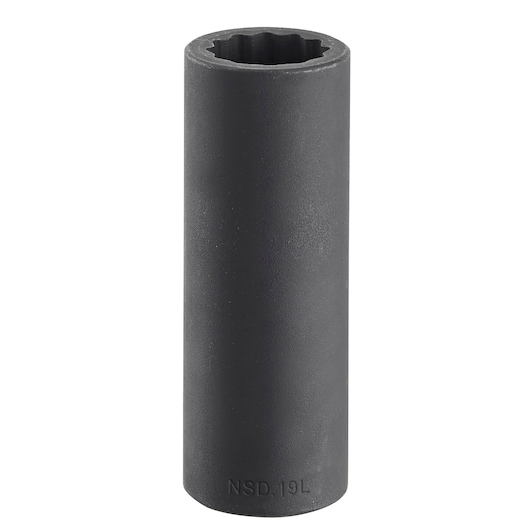 Facom NSD_36L deep impact socket, black finish, cylindrical, side angle on white background.