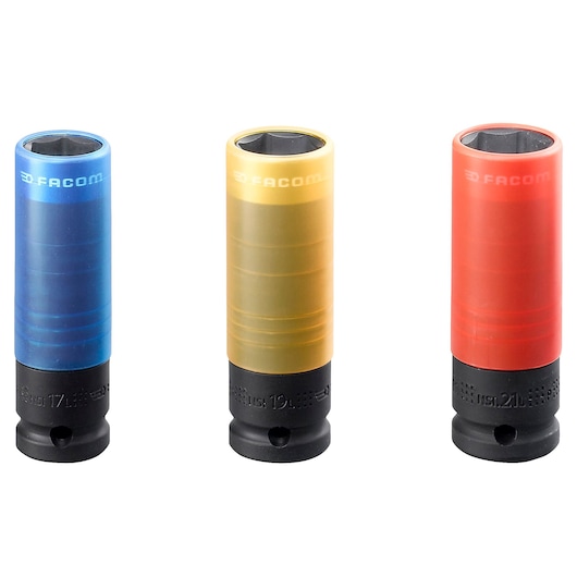 1/2 in. Drive Reinforced Long Impact Socket Set, 17 - 19 - 21 mm (3 pc.)