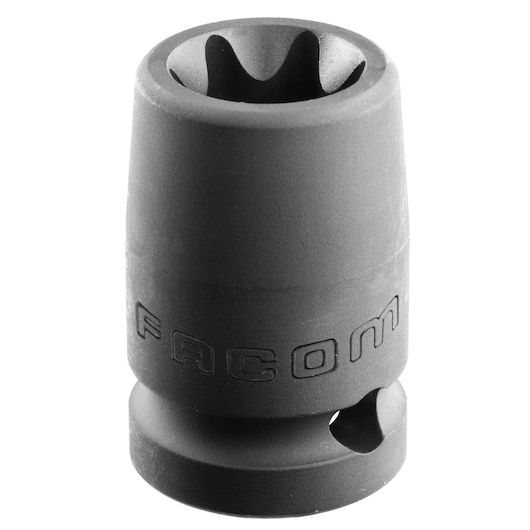 Facom socket NSTX_16 with black matte finish, star-shaped opening, front angle on white background.