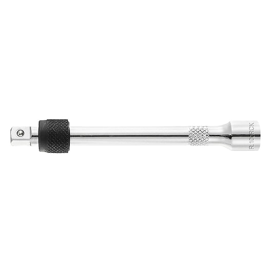 Facom R_100RCK chrome extension bar with knurled grip, shown side angle on white background.