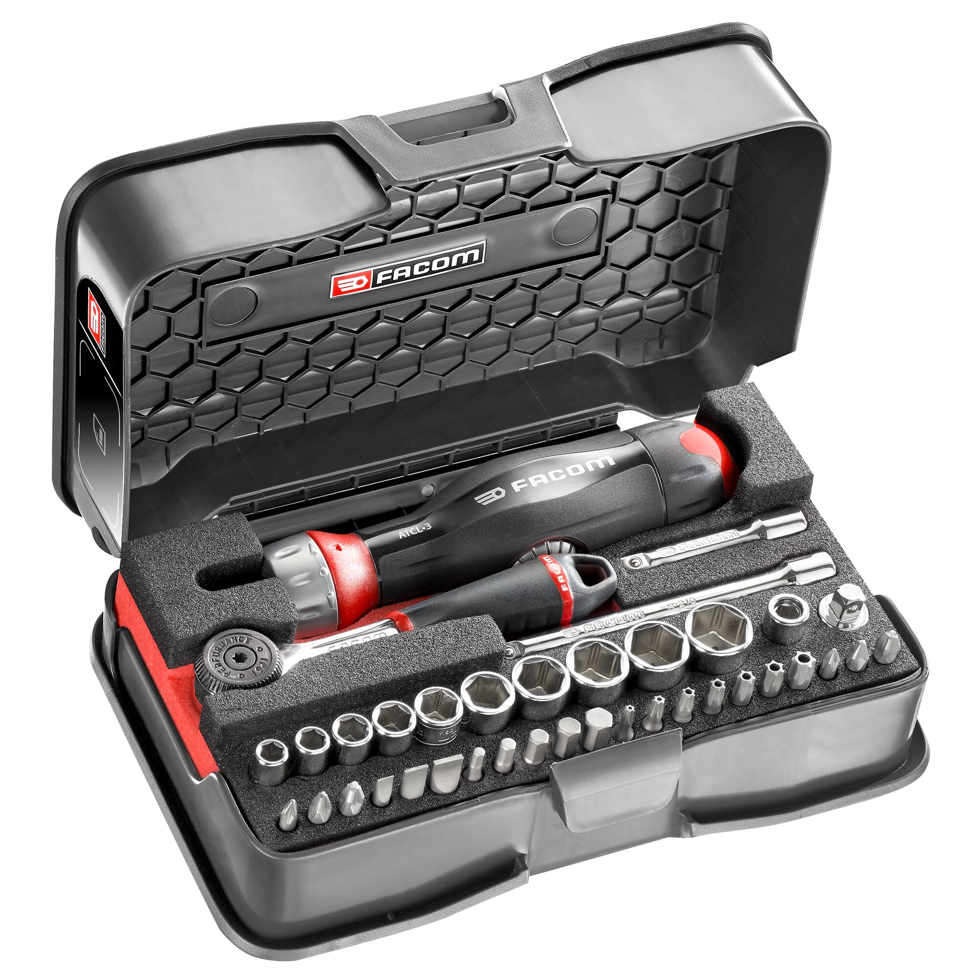 1/4 in. Tightening Set With Multi-Bit Dual Nut Ratchet Handle | FACOM