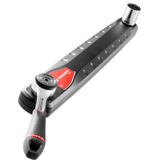 Facom R.161BPB ratchet wrench with ergonomic handle on white background, photo of tool.