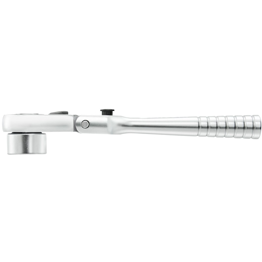 Facom R_180HX silver ratchet wrench side view, grooved handle, on white background.