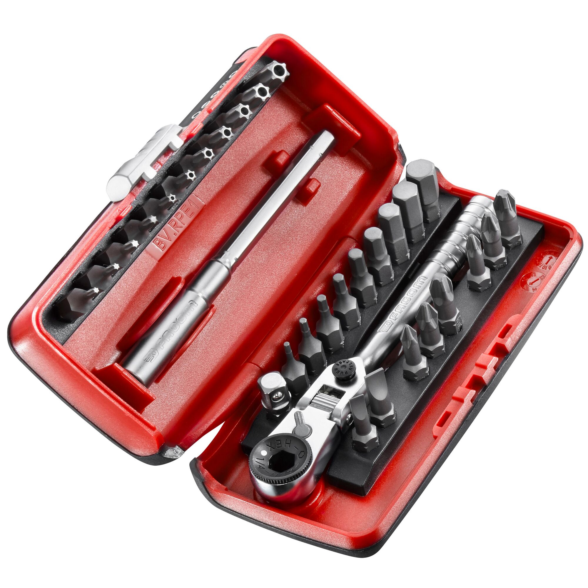 コムドットセット 1/4 in. Drive PICO Bit Socket Set With Flexible Head Ratchet (31