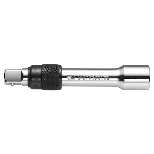 Facom R_210RC chrome socket extension bar with black knurled grip, side angle on white background.