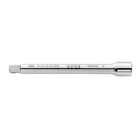 Facom R_210S chrome extension bar for socket wrench, photography, side angle on white background.
