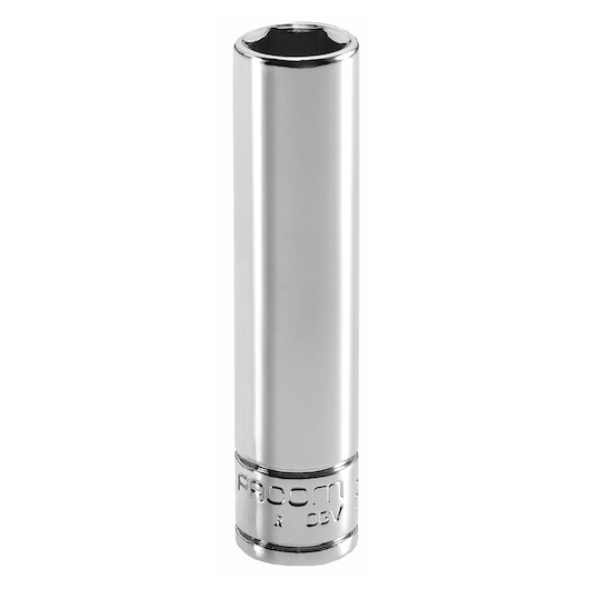 Facom R_4LA chrome deep socket shown upright on white background, photography product category.