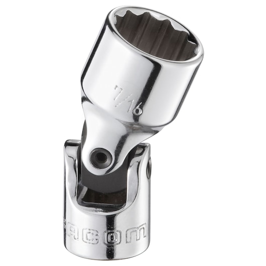Facom R.9/16F chrome universal socket photographed at a front angle on a white background.