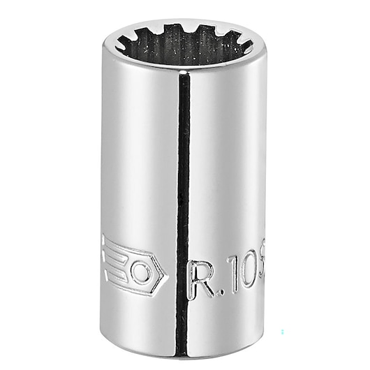 Facom chrome finish socket, vertical angle, SKU R_9S, photography of tool accessory.