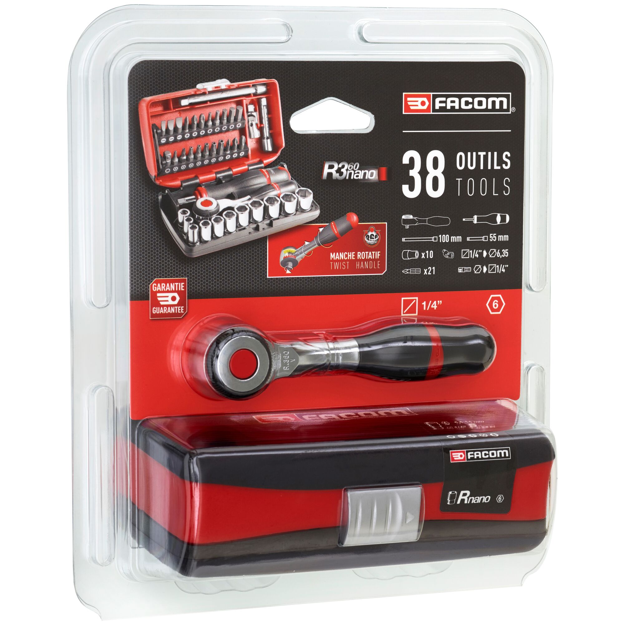 1/4 in. NANO Twist Handle Ratchet & Socket Set (38 pc.) | FACOM