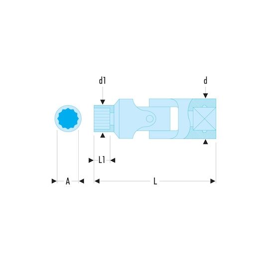 1/4 in. Hinged Socket, 12-point, 7/16 in.