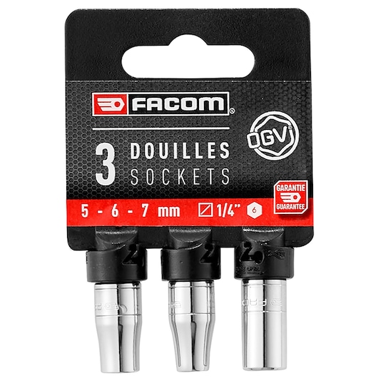 Set of 3 1/4" Sockets 5 - 6 - 7 mm