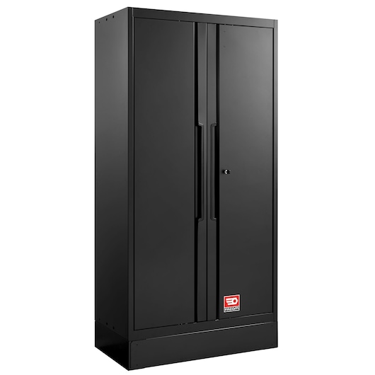 Facom RWS2-A1000PPBS black metal storage cabinet with double doors and lock, front angle on white background.