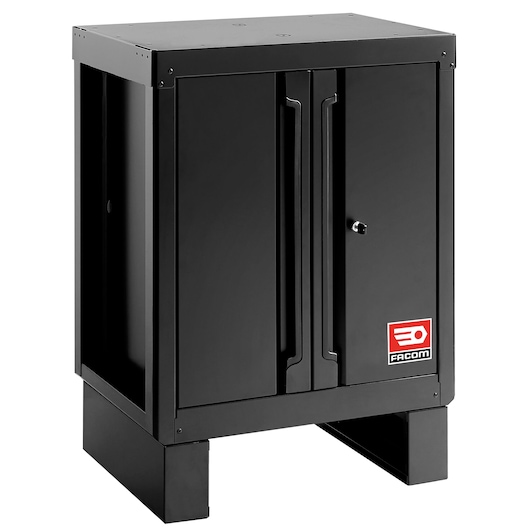 Facom RWS2-BASEMBS black metal storage cabinet with double doors, front angle on white background.