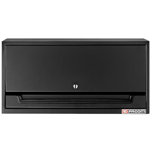 Photo of Facom RWS2-CHSPPBS black metal wall-mounted tool cabinet, front angle on white background.