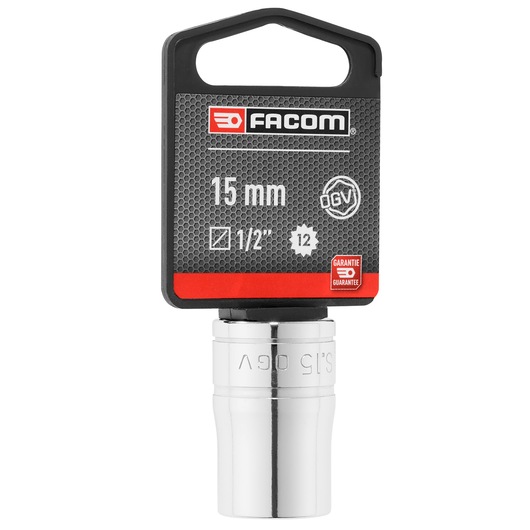 Facom 1/2 inch 12-point 15mm socket, SKU SOCKET_1/2_12PT_15MM, front view on white background.