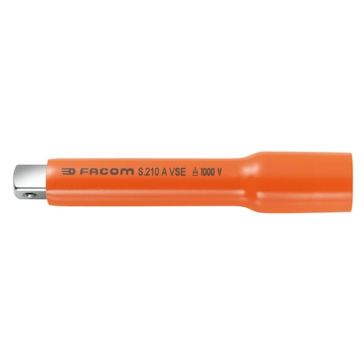 Facom S_210AVSE insulated orange extension bar for sockets, side view, SKU S_210AVSE.