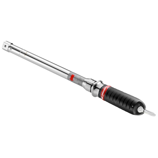 Facom S_306-100DSLS torque wrench with black grip, chrome shaft, angled on white background.