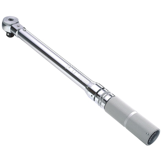Facom S_306U torque wrench with knurled handle, chrome finish, angled on white background.