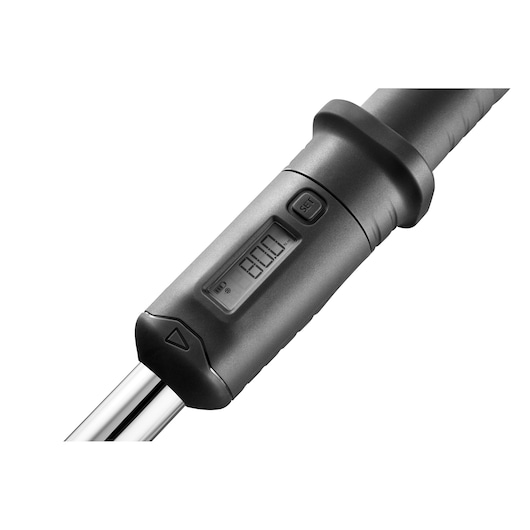 Facom digital torque wrench handle S.307A100, close-up, showing LCD screen and control buttons, white background.