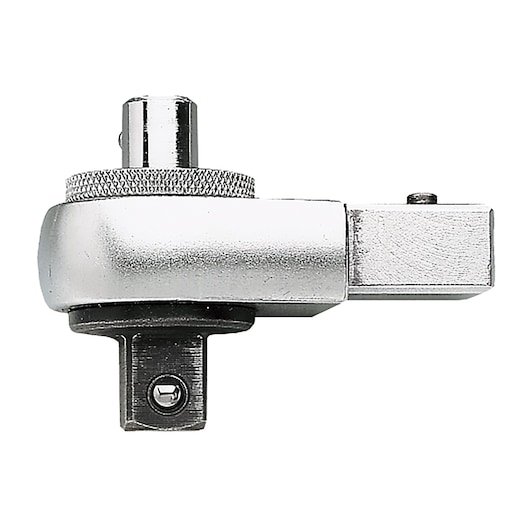 Facom S_382 chrome-plated right-angle socket adapter, side view on white background.