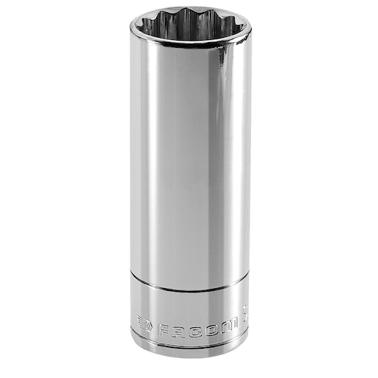 Facom S_7_8LA chrome deep socket, twelve-point design, photographed on white background.