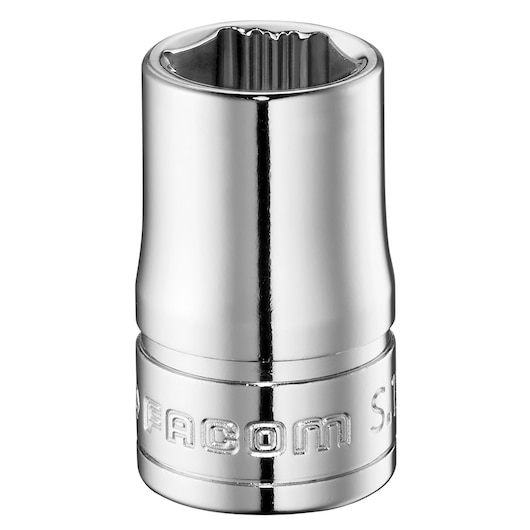 Facom chrome socket S.15GRP, close-up front angle on white background.