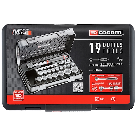 FACOM MOD.KL2 3/4'' square drive metric 6Pt socket set + K.152 ratchet + XL  module tray