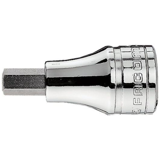 Facom hex socket bit ST_5_16, chrome finish, photography, side angle on white background.