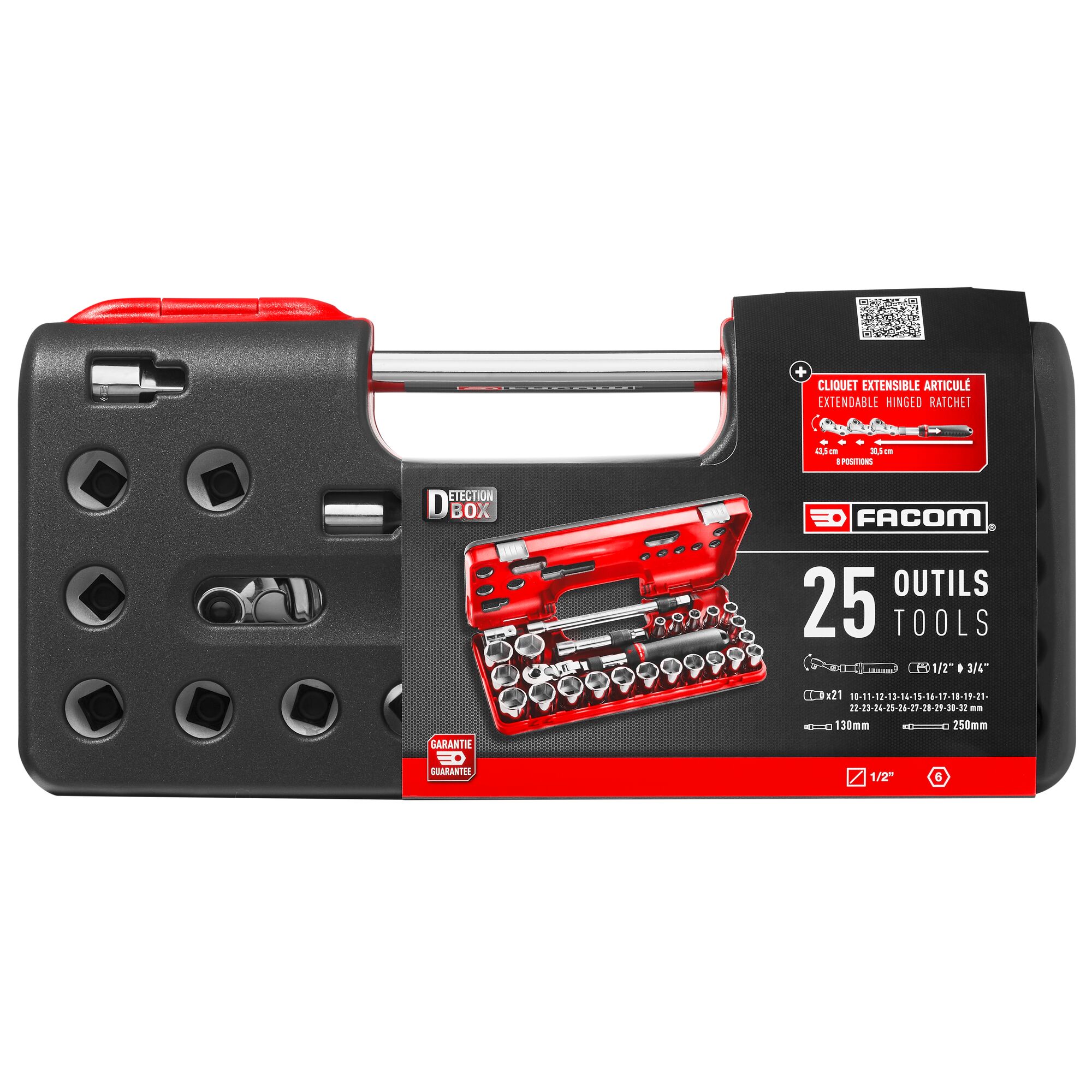 1/2 in. DBOX Extendable Push-Lock Ratchet & Socket Set (25 pc