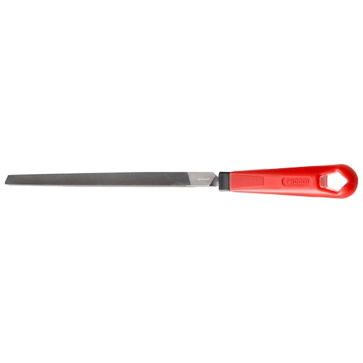 Facom TRI_B200EMA flat hand file with red handle, side view on white background.