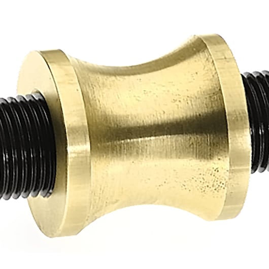 Facom U20-12 brass roller attachment with threaded black ends, close-up on white background.