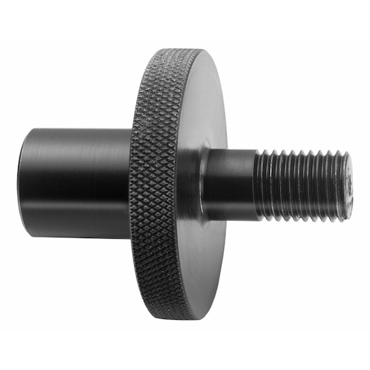 Facom U_301E2 metal adapter with knurled grip and threaded end, side angle on white background