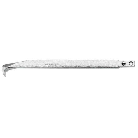 Facom U_32T2GA10 silver metal lever tool, side view on white background, photography category.