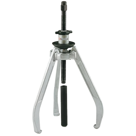 Facom U_330 three-arm gear puller, silver and black, front angle on white background.