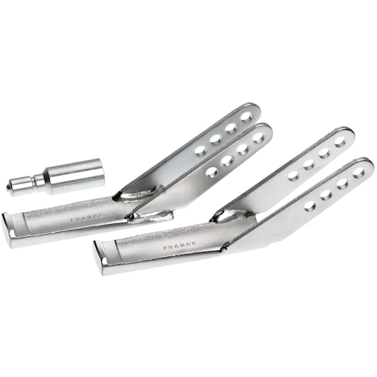 Facom U35B metal panel clamp set with adjustable holes, side angle on white background.